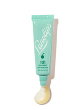 Load image into Gallery viewer, Lanolips 101 Ointment Multi-Balm Pear in a soft mint-green squeezable tube with a white cap. The packaging features the Lanolips logo in elegant white lettering and a small pear icon. A dollop of the rich, glossy balm is visible at the opening, showcasing its hydrating texture. Infused with lanolin and pear extract, this multi-purpose balm deeply moisturises and softens lips and skin while delivering a fresh, subtly sweet pear scent.

