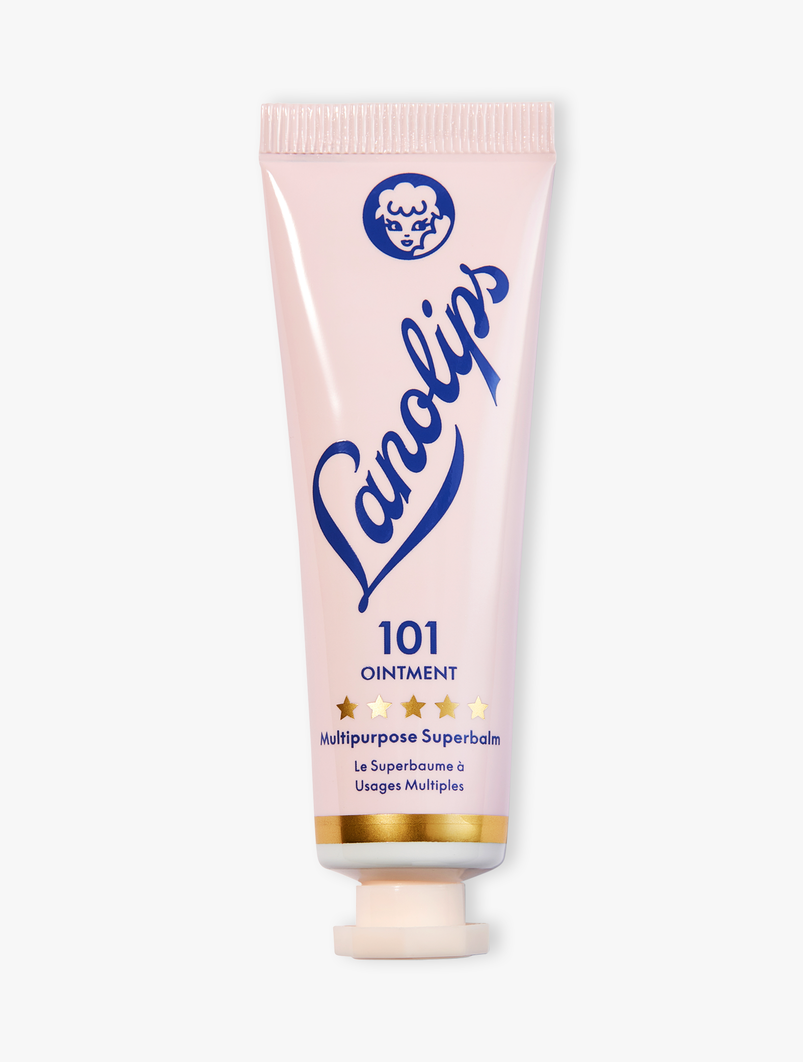 Product shot of the Lanolips 101 Ointment Multipurpose Superbalm 15g, featuring the closed tube. 101 Ointment contains ultra-pure grade lanolin, this super-dense balm penetrates & help seal in moisture. It gives the most intense hydration for dry & chapped lips, skin patches, cuticles, elbows & more.