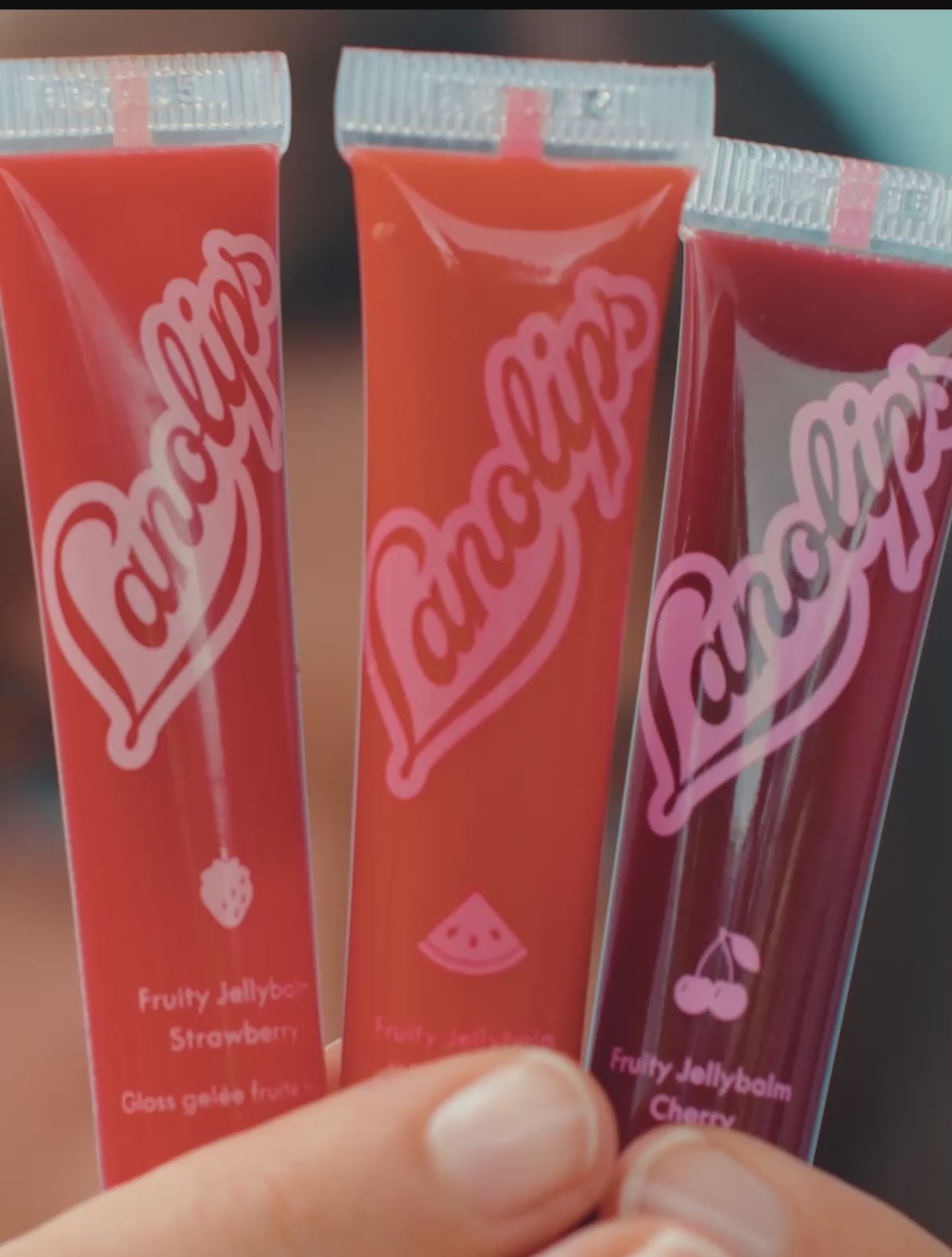 Video of Lanolips Jellybalms comes in three fruity shades: Cherry, Strawberry and Watermelon.