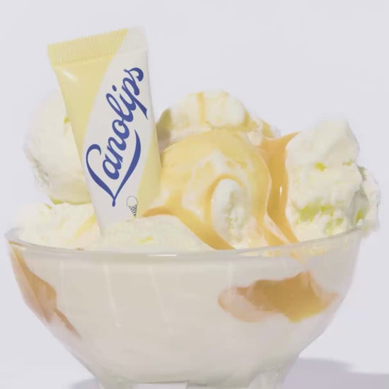 Video of Lanolips 101 Ointment Multi Balm Vanilla with vanilla ice cream. Made with ultra-rich lanolin, infused with vitamin e and natural vanilla extract - this will nourish dry and chapped lips.