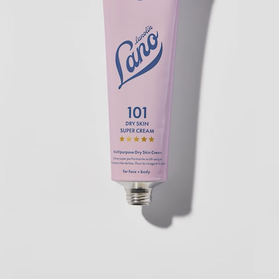 Video of Lanolips 101 Dry Skin Super Cream being squeezed from tube. Made with triple lanolin, shea butter, vitamin e and sweet almond oil -  it is a deeply hydrating and replenishing multipurpose cream.