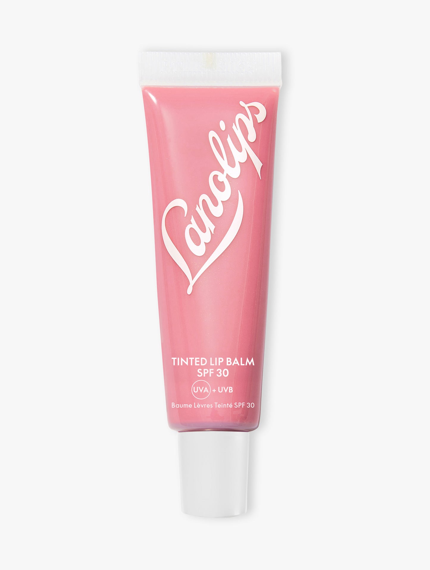 Product shot of the Lanolips Rose Tinted Lip Balm SPF 30 on a white background.
